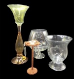 Assorted Glass Candleholders and Large