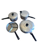 (3) Mirro Aluminum Pots with Lids and Divided Pan