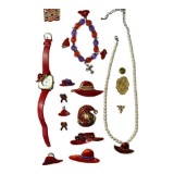 Assorted Red Hat Society Jewelry