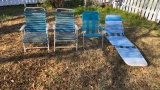 (3) Lawn Chairs, (1) Lounge Chair