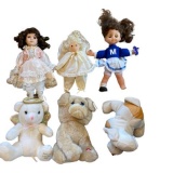 Porcelain Doll, Doll, Assorted Stuffed Animals