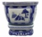 Blue and White Planter on Stand - 9 1/4” H