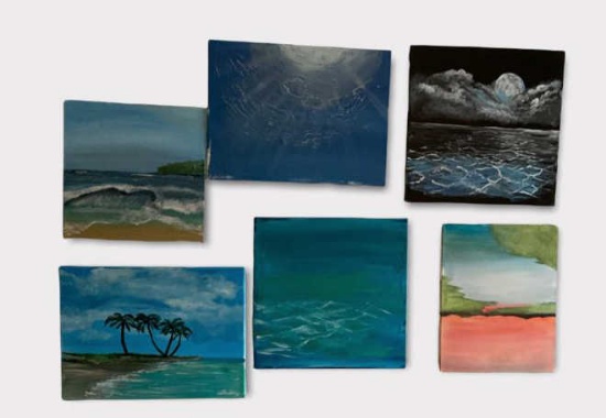 (6) Unframed Paintings on Canvas