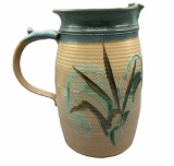 Signed Pottery Pitcher 9.75” Tall