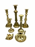 (7) Assorted Size Brass Candlestick Holders