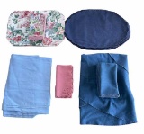 Assorted Linens: (2) Tablecloths, Napkins,