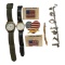 (2) Watches, (3) American Flag Pins, (1) Swank