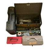 2 Compartment Metal Tool Box W/Miscellaneous