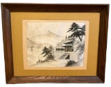 Original Japanese Needlework, Framed and Matted -