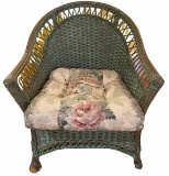Vintage Wicker Chair with Cushion