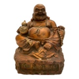 Metal Buddha Statue -9” x 8”, 9 1/2” H