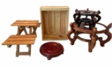 Wooden Crate, Miniature Table and (3) Wooden