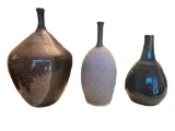 (3) Hand Made And Signed Pottery Vases