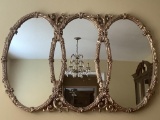 Triple Mirror with Gold Frame