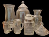Assorted Glass Canisters, Vases, Mugs, etc