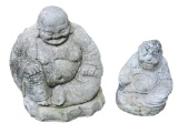 (2) Concrete Buddha Figurines—12 1/2” and 9” High