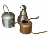 Assorted Metal Watering Cans, Buckets, and Basket