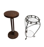 (2) Plant Stands - Wooden Stand 22” H, Metal