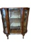 Antique Curio Cabinet with Curved Glass Doors, Cabriole Legs