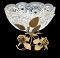 Crystal Bowl w/Gold Metal Floral Stand ITALY