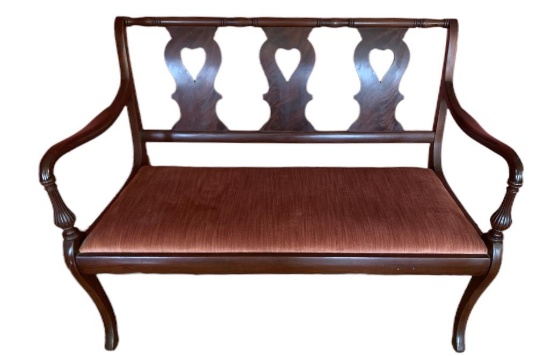 Mahogany Bench with Upholstered Seat--47" Long
