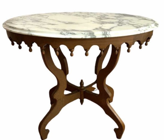 Victorian Style Marble Top Oval Parlor Table