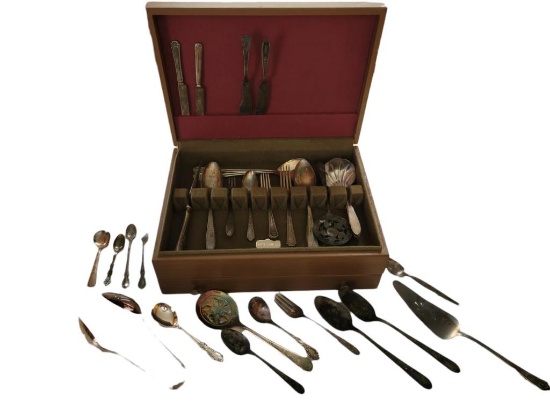 Assorted Silverplate Flatware & Silver Box
