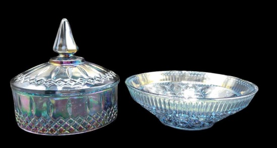 (2) Candy Dishes: "Princess Blue Carnival" by