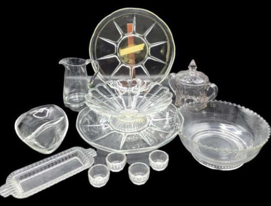 Assorted Glass Trays, Bowls, Etc