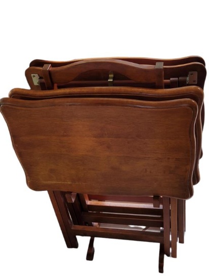 Set/4 Wooden Trays w/Stand