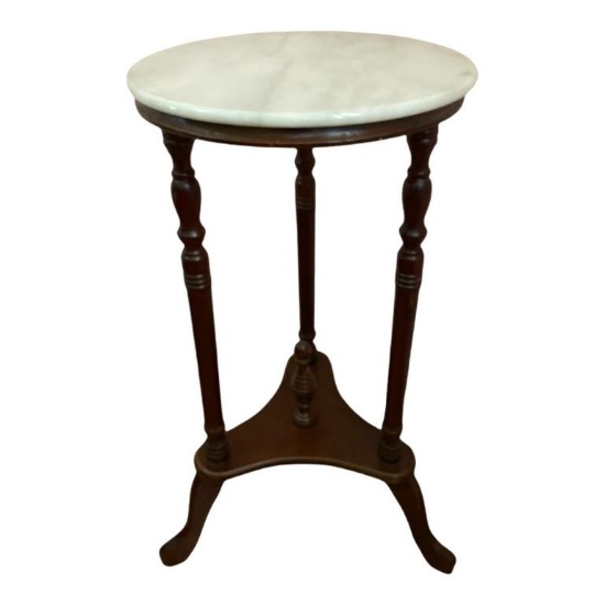 Marble Top Plant Stand - 14" D, 27 1/2" H
