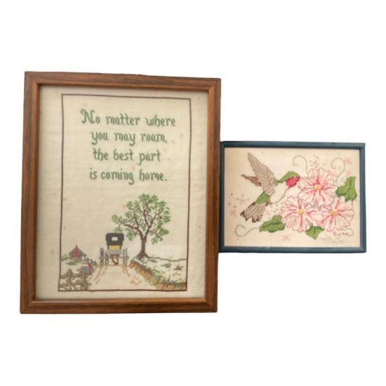 (2) Framed Cross Stitch