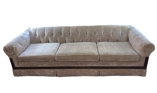 Vintage Upholstered Velvet Sofa with Tufted Back
