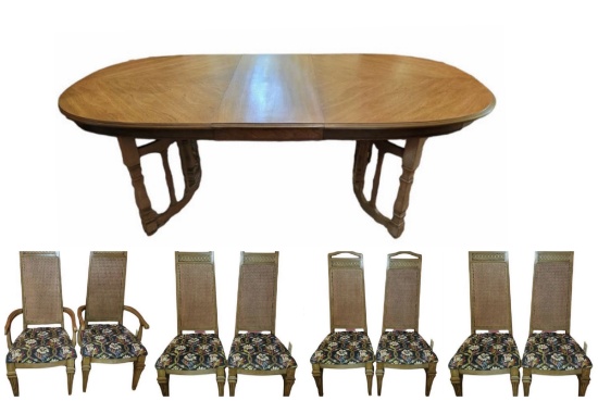 Dining Table & (8) Cane Back Chairs with
