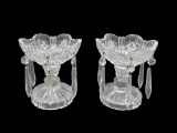 (2) Crystal Candlesticks w/Bobeches and Prisms