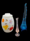 Slung Glass Vase, Painted Covered Jar, etc