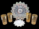 Assorted Irridescent Glass: (4) Tumblers, (2)