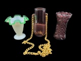 Assorted Decorative Glass Items: Vintage White