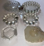 Box of Assorted Ash Trays & (1) Crystal