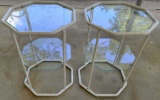 (2) Octagon Shaped Metal Tables with (2) Glass