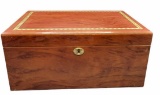 Wooden Box w/Inlaid Design And Brass Handles