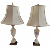 (2) Vintage Alabaster Table Lamps on Brass Base