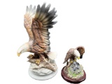 (2) Eagle Figurines: Porcelain by HOMCO, Resin