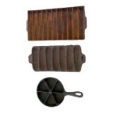 (3) Cast Iron Corn Bread Pans
