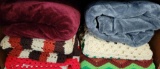 (4)Crocheted Afghans & Throws & (2) Sherpa