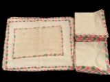 Assorted Embroidered Pink and Green Napkins,
