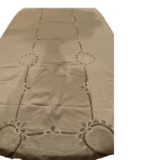 Rectangular Linen Tablecloth with Cutwork