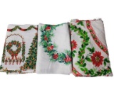 (3) Christmas Tablecloths: 1-Round, 1-Rectangle,
