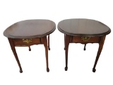 Pair of 1-Drawer Queen Anne Side Tables