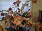 Large Floral Arrangement in Brass Container